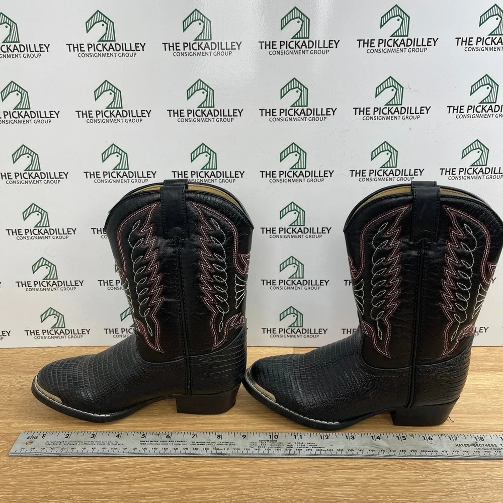 Durango Lil Durango Kids Black Lizard Embossed Western Cowboy Boots BT840 Size 1